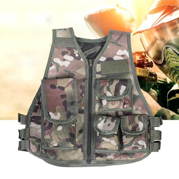 Børnevest Militær Camouflage Vest til udendørs spil (Camouflage Farve S)