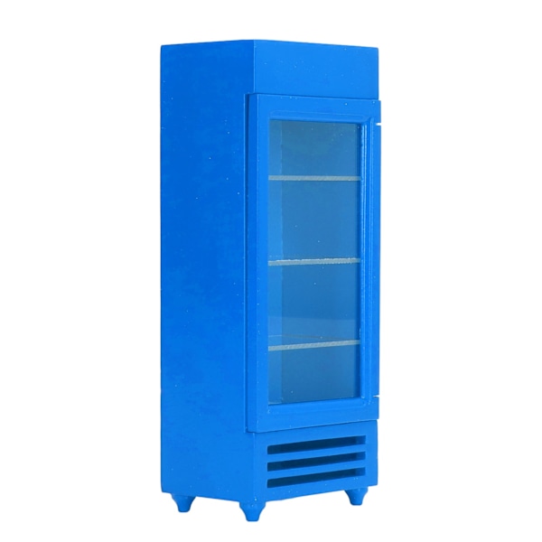 Dollhouse Vertical Refrigerator 1:12 Wood High Simulation Stimulate Bright Color Doll House Vending Machine for DIY Blue