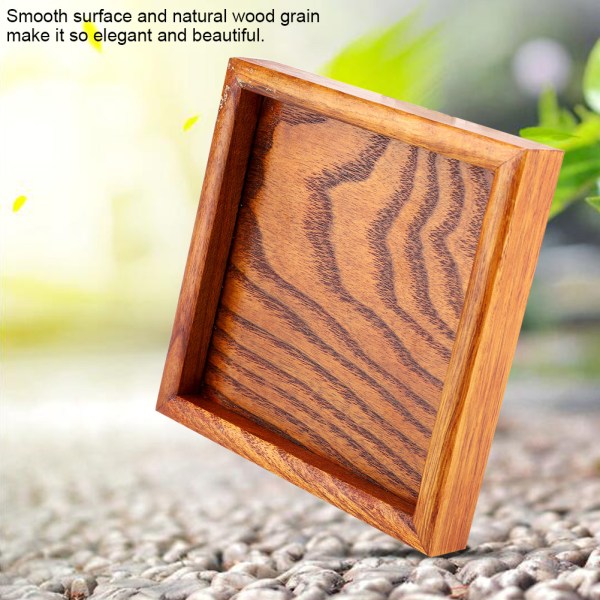 Fyrkantig tebricka i massivt trä Kaffe Sushi Snacks Serveringstallrik för caférestaurang (12,5*12,5 cm)
