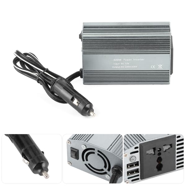 400W Bilstrømspenningsomformer DC12V til AC220V Dobbel USB-ladeport med indikatorlys