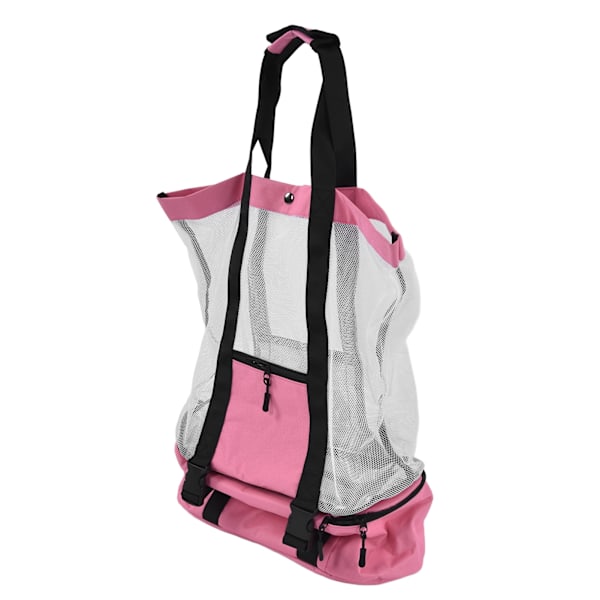 Strandtasker Mesh Bomuld Oversize Opbevaring Tote Tasker til Strand Picnic Grill Camping Pink