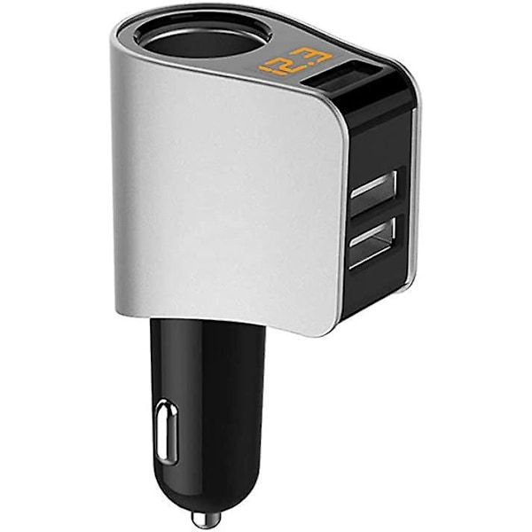 Ny Mini USB Multi-Laddare USB-Laddare - 3 USB - 5V /3.6A - Voltmeterfunktion LED-Display Batteri - Universell Kompatibilitet (3usb) Silver