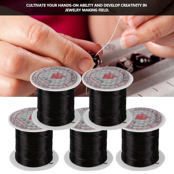 5 ruller krystalltråd perlesnor smykke materiale elastisk tråd for smykker DIY (svart)