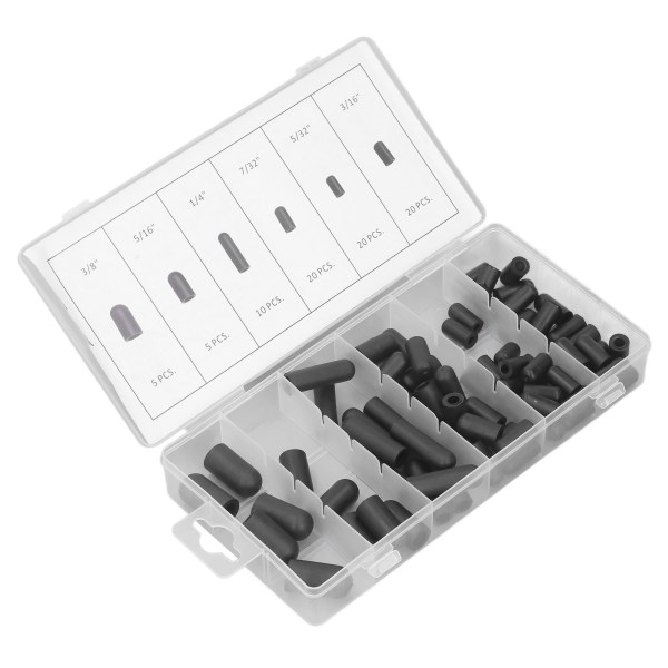 80 st dammsugare hatt plugg sortiment kit gummi hög temperatur resistent läckagesäker dammsugare hatt 5/32in till 3/8in svart