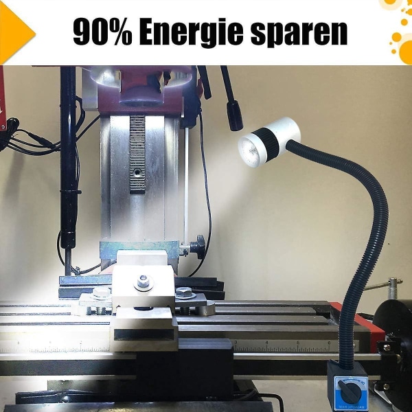 6W LED arbeidslampe med magnetisk sokkel og fleksibel svanehals for CNC-, frese-, bore- og symaskiner