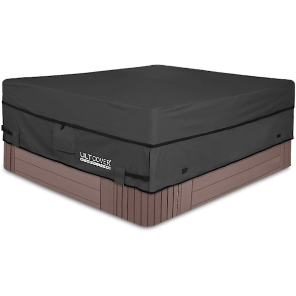 Svart firkantet boblebadtrekk - Vanntett 600D polyester, utendørs spa-trekk (76 x 76 tommer)