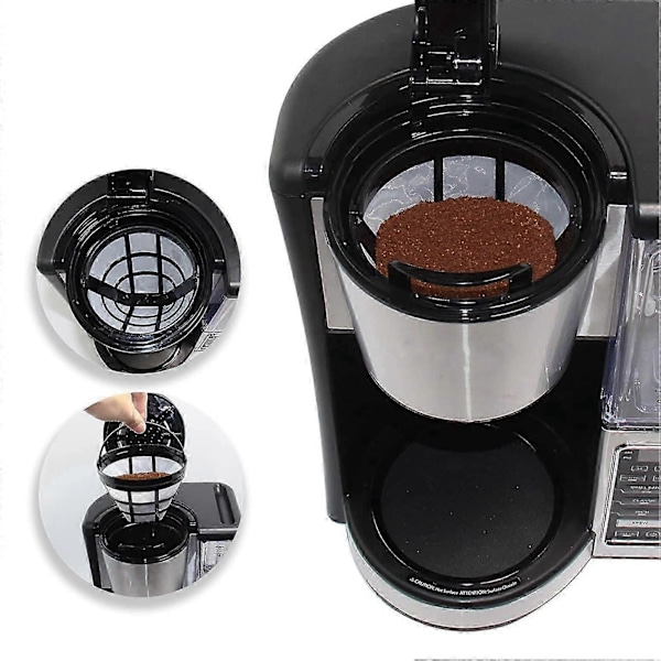 2-pack No.4 Återanvändbart Kaffebryggare Filter kompatibelt med Ninja-filter, Passar de flesta 8-12 Koppars Bryggkaffebryggare