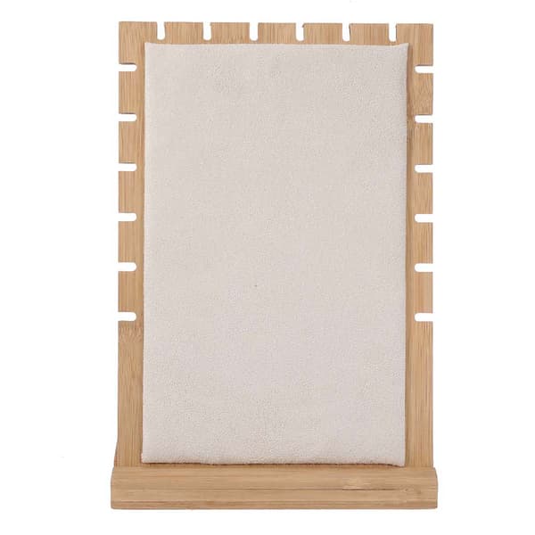 Træ Halskæde Armbånd Vedhæng Smykker Organizer Display Holder Stand Rack (Beige)