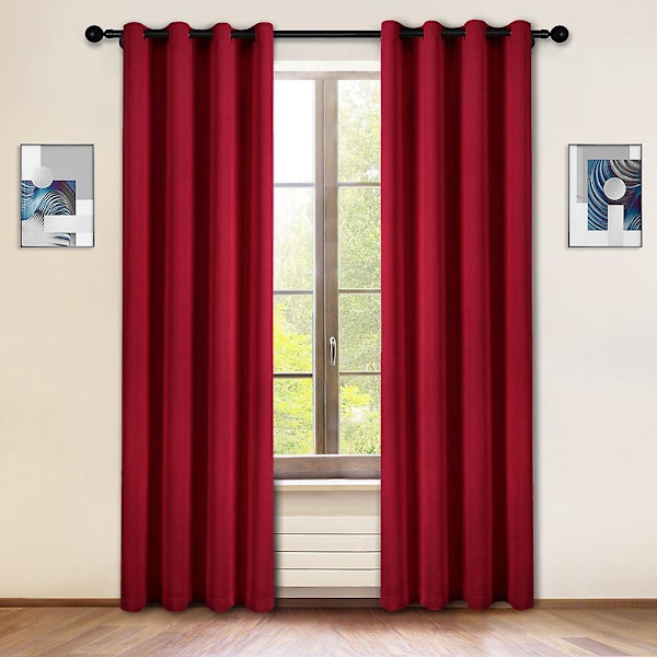 Enjoy Home, 100% Polyester Mörkläggningsgardin - 132x214 cm, Certifierat Tyg, Lättskött, Basic Collection, Färg Röd