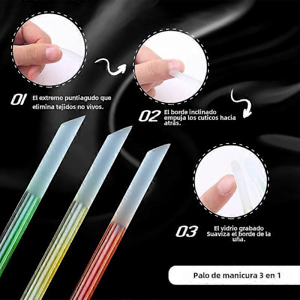 1 stk. Professionel glas manicurepind til neglebåndstrimmer og pedicure negletilbehør høj præcision størrelse 10,4x0,5 cm transparent