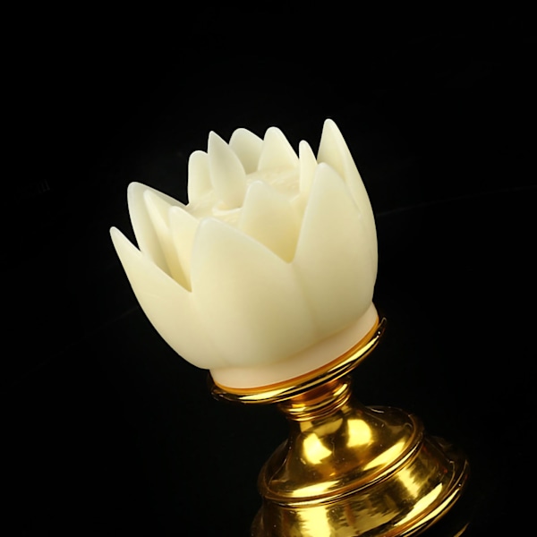 LED Lotus Lampe Simulert Candle Wick Design Myk Naturlig Lys Lotus Flower Light Buddha Lampe Dekorasjon Beige