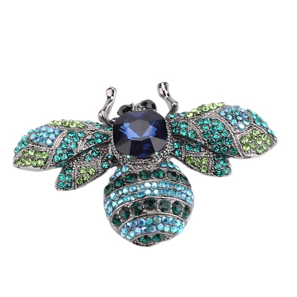 Brosch Smycken Retro Bee Form Legering Attraktiv dekorativ Strass Nål prydnad för kappa Kostym Blå