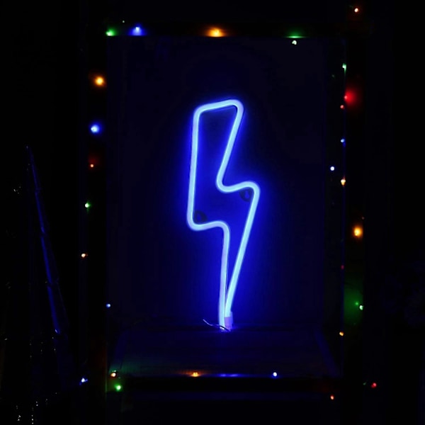 2025 Ny Neon Nattlys Blå Lyn Batteri Og USB Drevet Veggkunst LED Dekorativt Lys