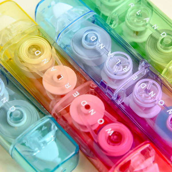Korrigeringstejp med gradientfärgad skalförpackning, dubbelhuvud, transparent, enkel, självhäftande korrigeringstejp, suddgummi för skolan, 5 mm (6 meter)