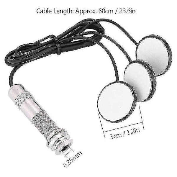 Gitarrpickup 3x Piezo Pickup Transducer kompatibel med akustisk gitarr ukulele mandolin instrument
