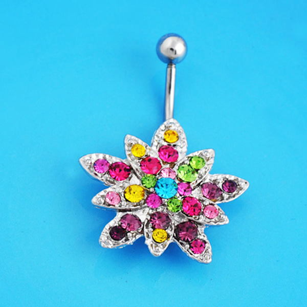 Naisten värikäs Lotus Belly Navel Button Q00329 metalliseos vartalokorut