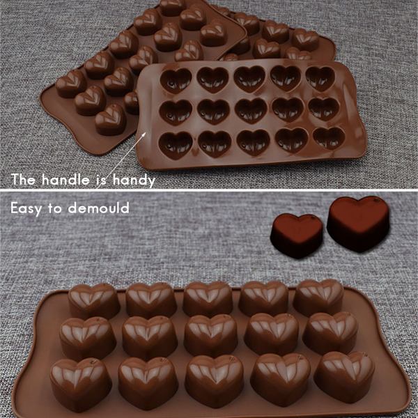 15 rum silikone hjerteform chokoladeform slik kiks kage bageform