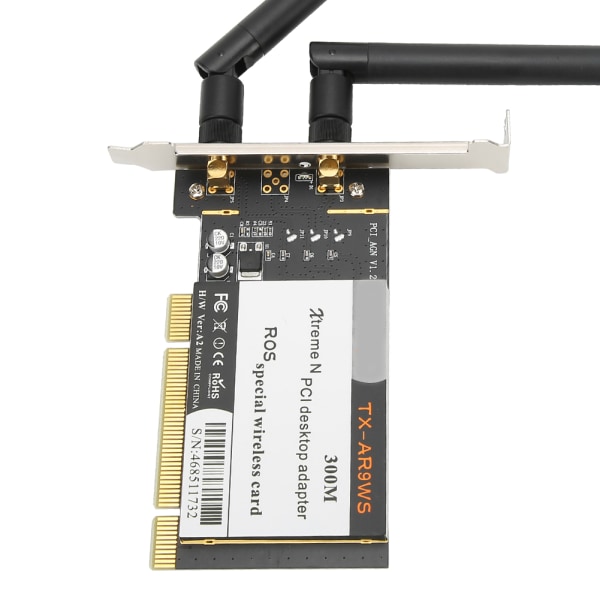 PCI-pöytäsovitin 300 Mbps 802.11b g n Langaton WiFi-verkkokortti 2 antenni AR9223