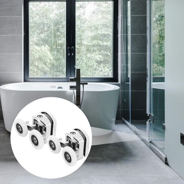 Sett med 8 dusjdørruller, 25 mm – Sinklegering – 4 topp- og 4 bunnruller – Glasstykkelse 5-6 mm