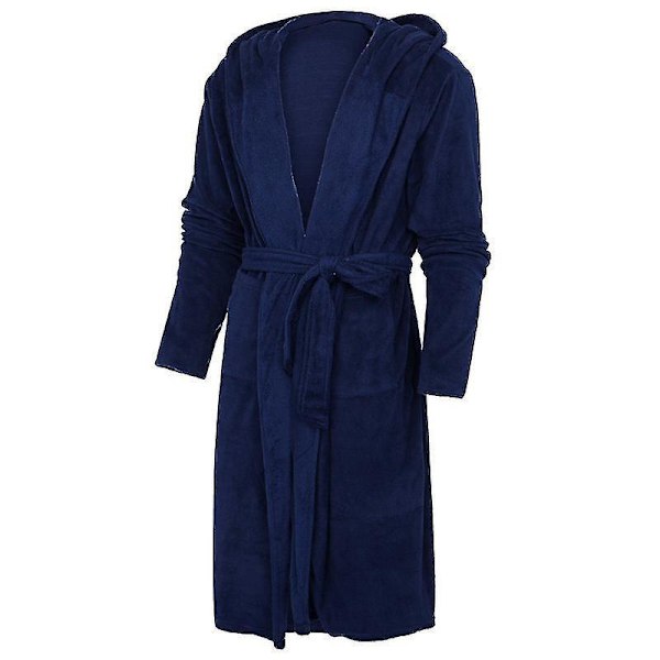 Royal Blå Hettelue Fleece Badekåpe for Kvinner XL