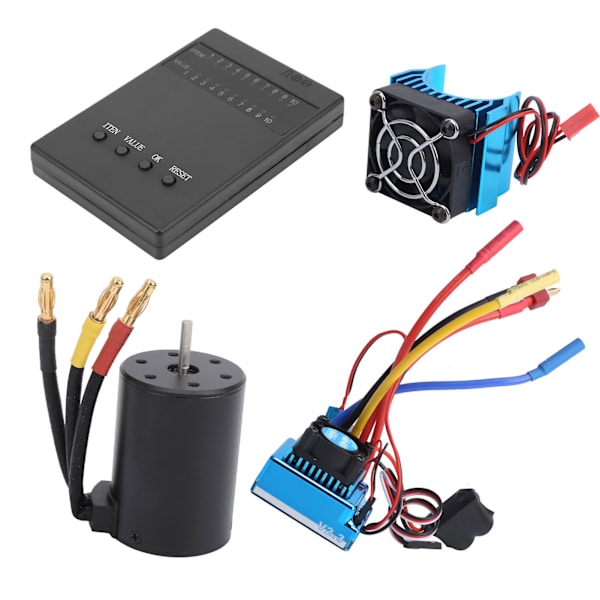 3650 Motor 2300KV+ 120A Borstlös ESC + Programmeringskort + Kylsänkesats för 1/10 RC-bil