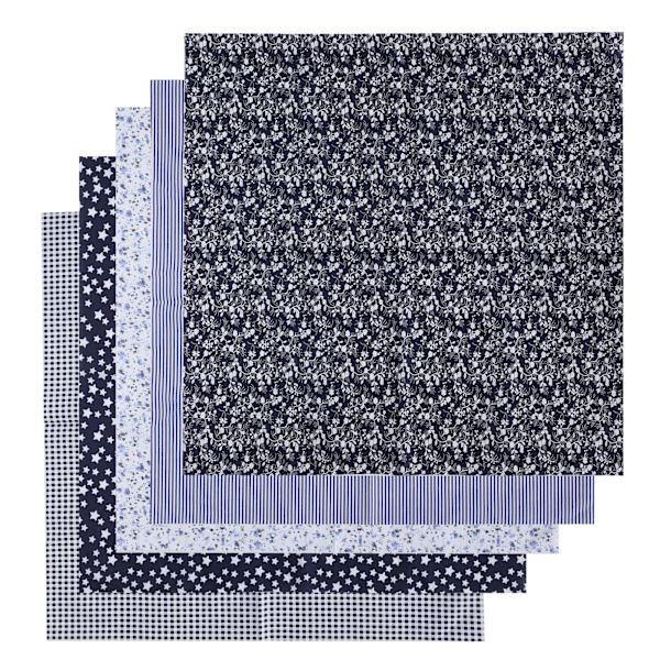 2 Set Bomullstyg Slättväv Trycktyg DIY Sömnad Quiltning PatchWork 5 Färger 50x50cm (Mörkblå)