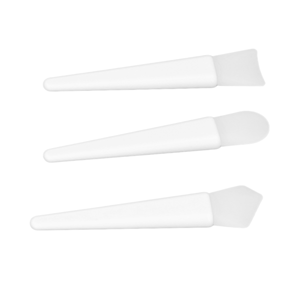 3-delad applikatorsats i silikon, mjuk, återanvändbar, lätt makeup-silikonborste för hem, resor, fest, vit