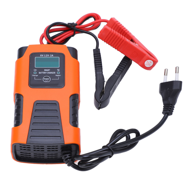 Smart Batterilader Automatisk 3-trins Selvbskyttelseslader med LCD-skærm AC100‑240V EU-stik