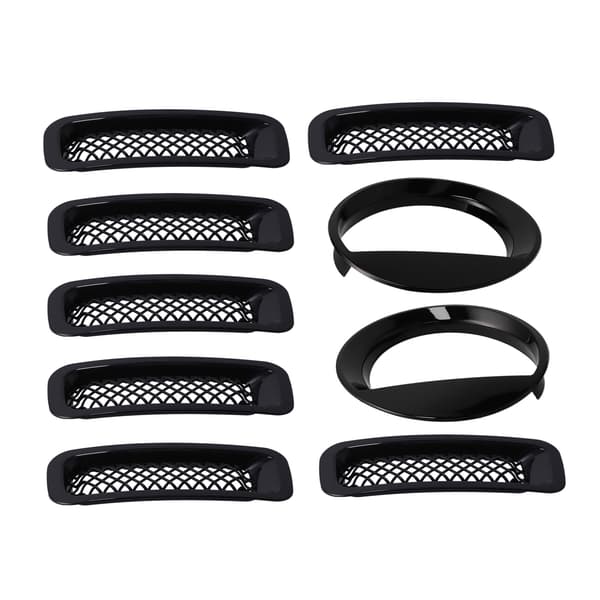 Front Mesh Grille Inserts Headlight Trim Rings Kit Dekoration Passar till Jeep Patriot 2011-2016