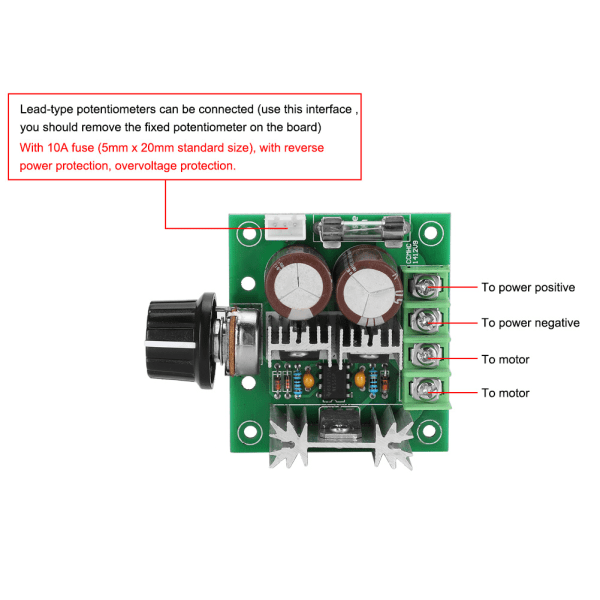 DC-motorkontroller 10A PWM-motorstyrerkortmodul med variabel hastighet 12~40V (PWM-kontroller)