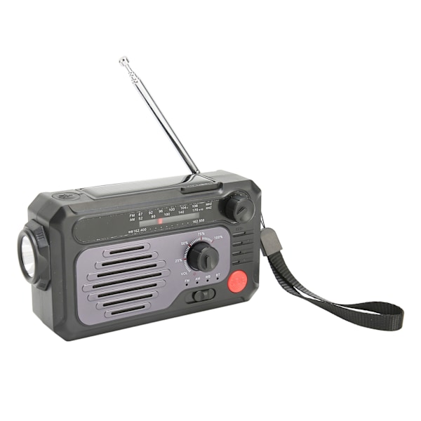 Håndsveiv værradio NOAA AM FM BT Type C lader nød solradio med lommelykt LED leselys SOS alarm
