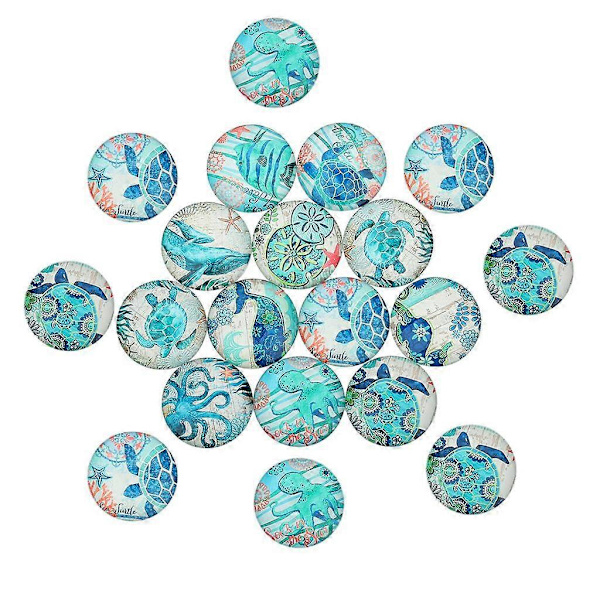 4 x 20 stycken Glas Havsfisk Flatback Scrapbooking Kupol för Hantverkstillbehör