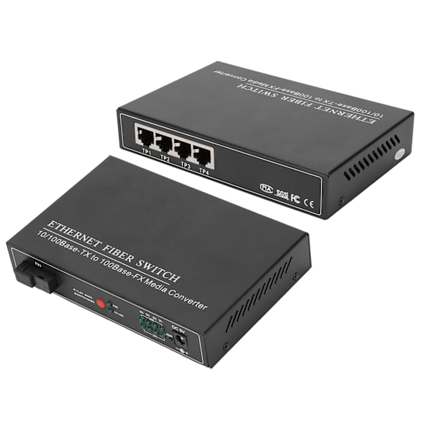 4 porte Ethernet Fiber Switch TBC‑MC3414ES20A Plug Play Stabil Robust Computer Networking Switches 100‑240VUK Stik