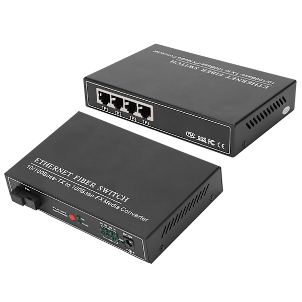4 porter Ethernet Fiber Switch TBC‑MC3414ES20A Plug Play Stabil Robuste Datamaskinnettverksswitcher 100‑240VUK Plugg