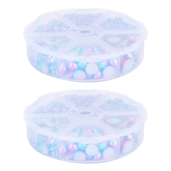 2 æsker Gradient Imitation Pearl Semicircular Nonporous Flat Back Dekorative Tilbehør til Tøj DIY (Blå Lilla)