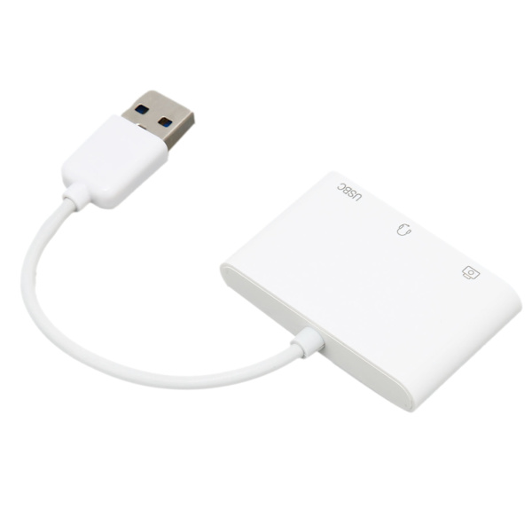 Hodesettladeradapter Multifunksjonsoppgradering Experience 3 i 1 hann til kvinne USB3.0 til 3.5 mm adapter