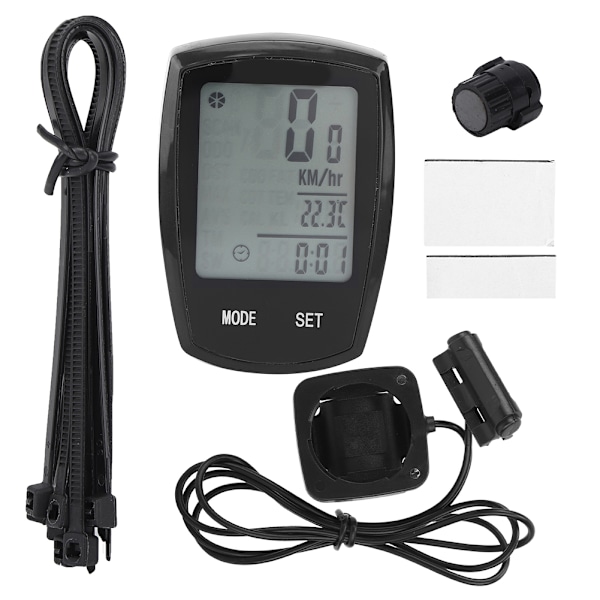 PVC Black Luminous Touching Screen Cykelcomputer Engelsk Cykel Speedometer CykeltilbehørSort Kabelført