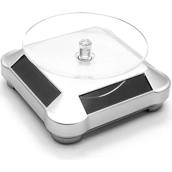 Solardriven Roterande Display, Dubbel Batteridriven Roterande Display för Smycken Spinner Klocka Hobby Samlarhylla, Silverfärg
