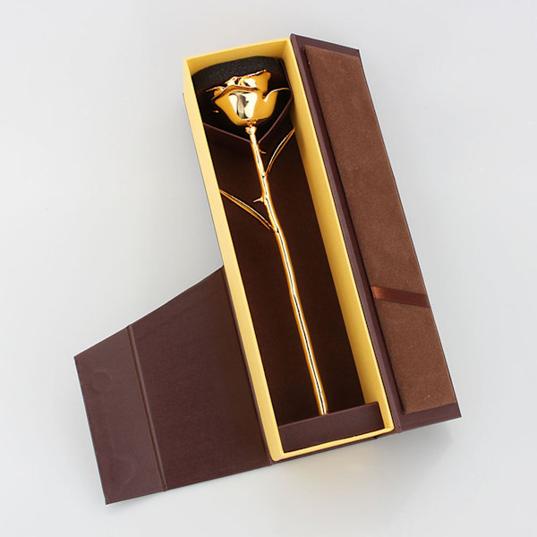 Gold Rose Premium Lang Stængel Gulddyppet Ægte Rose Blomst Mors Dag Fødselsdag Jubilæumsgave