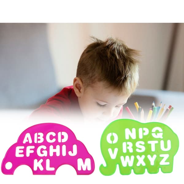 4 st Bokstäver Siffror Geometrisk Konst Ritmall Pedagogisk Leksak för Barn