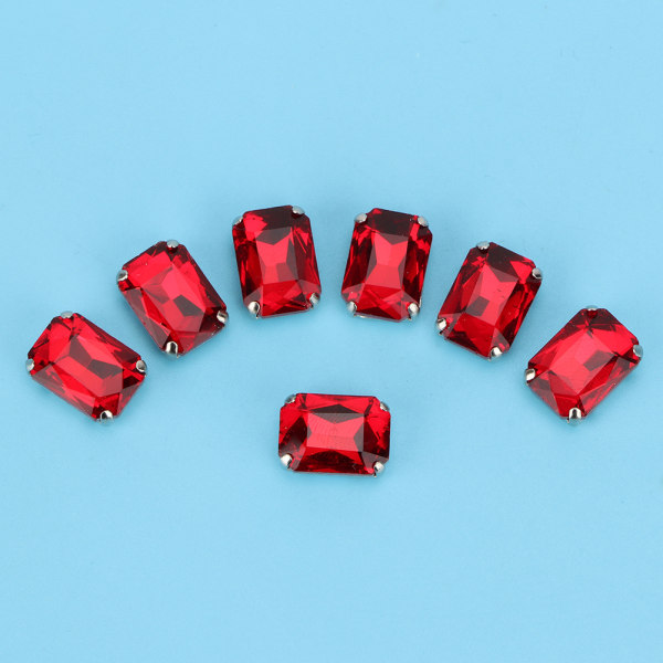 10 stk Rektangelsøm Rhinestones Glass Krystallklo DIY Klærtilbehør (rød)