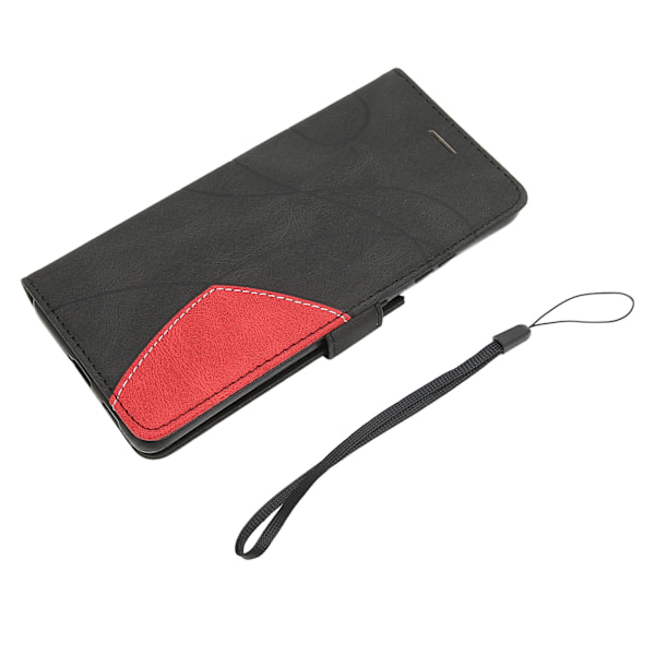 PU - läder Flip Wallet Phone case 2 Färg Splits Stötsäkert Telefon Skyddsfodral Case för Samsung S21 Ultra Black