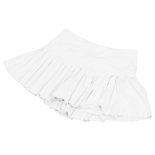 Sommer plisseret nederdel Blød åndbar hvid tennisshorts nederdel med lommer til piger, kvinder Fitness L