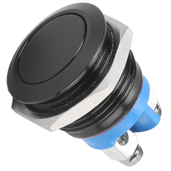 Metallipainonappi Ruostumaton teräs 16 mm litteä pyöreä pää vedenpitävä itseasettuva virta 220 V (musta)