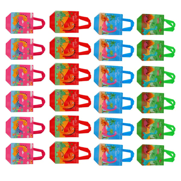 24 stk. søde dinosaur-gaveposer, foldbare, nonwoven dinosaur-festposer til fødselsdagsfester, babyshower
