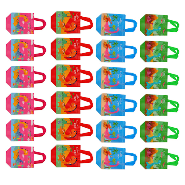 24 stk. søde dinosaur gaveposer, foldbare nonwoven dinosaur festposer til fødselsdagsfester, babyshowers