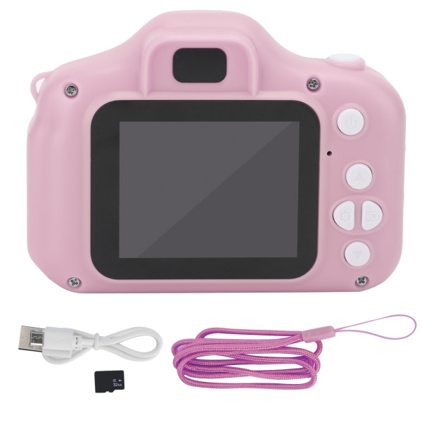 X2 Multifunktionell Barn Digitalkamera Foto Video med Minneskort Mini GiftPink 32GB