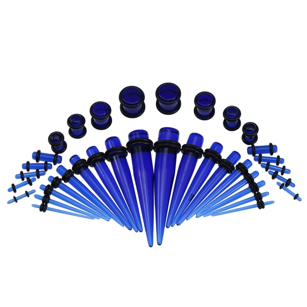 36 kpl akryylipaarit korvatulpan kartiolaajentava O-renkaan venytyssarja läpinäkyvä sininen