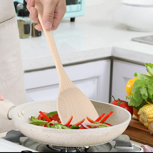3-pack omålade träspatlar köksredskap matlagningsverktyg för användning i non-stick-panna