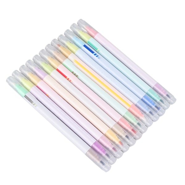 Dobbeltsidig highlighter i levende farger, lett dobbeltspisset highlighter, fluorescerende markeringspenn for studenter